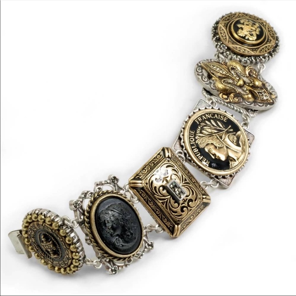 French Bronze and Silver Link Bracelet